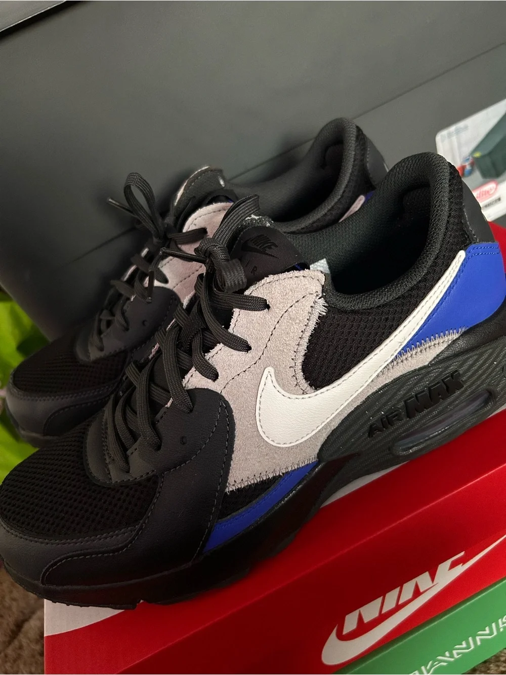 Nike Air Max Black, White & Blue Athletic Sneakers